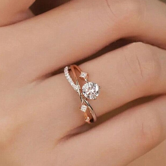 Adjustable Cosmic Trail Planet Women's Zircon Rhinestone Wedding Rings. - Picture 2 of 4